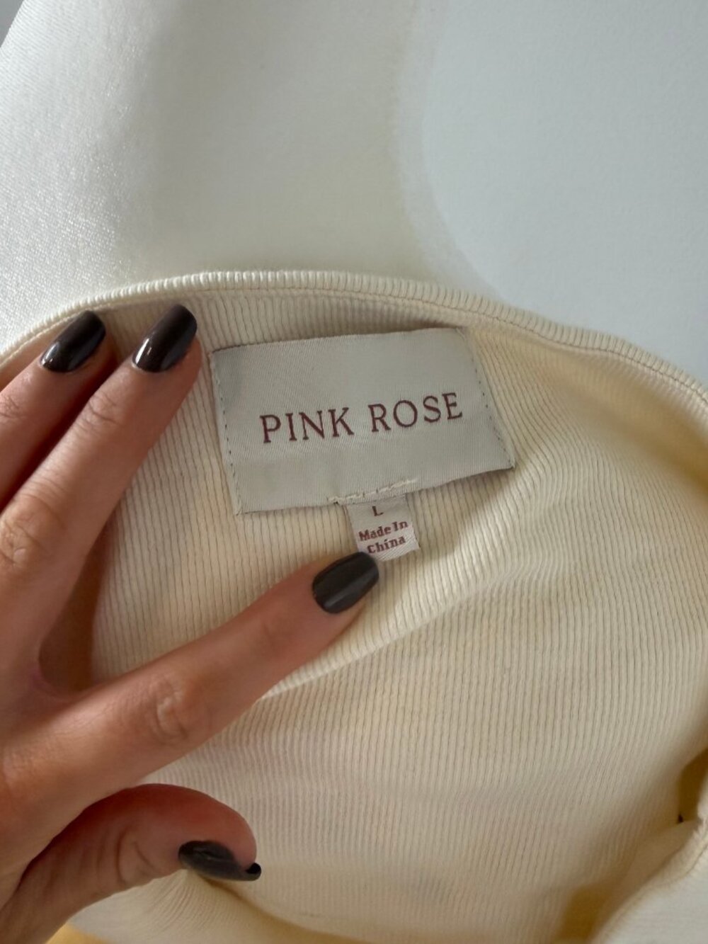 Pink Rose Cream Ribbed Tube Top - Picture 5 of 5
